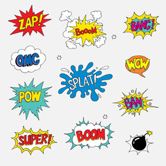 Wall Mural - Comic sound effect, Collection of Comic Style speach bubbles