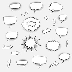 Wall Mural - set of comic doodles, hand drawn speech bubbles