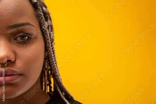 Beautiful Young African American Woman With Dread Hair Half