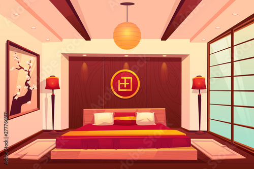 Asian Bedroom Chinese Japanese Eastern Room Interior With