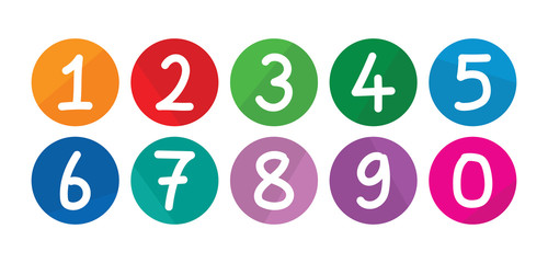 Wall Mural - handwritten numbers. numbers in colorful rounds