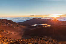 Crater Of Haleakala Volcano At Sunrise, Haleakala National Park, Hawaii, USA
