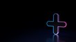 © Destrosvet - 3d glowing neon symbol of plus symbol isolated on black background