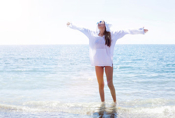 beautiful young woman at the beach