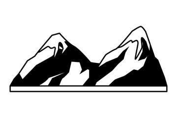 Wall Mural - Nature mountains with snow peaks scenery in black and white