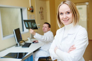 Wall Mural - computed tomography or MRI scanner test analysis workers