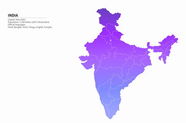 Wall Mural - graphic vector map of asia countries