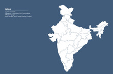 India Map. Graphic Vector Map Of Asia Countries India Map. 