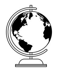 Sticker - Earth world globe education symbol in black and white