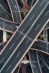 Wall Mural - Aerial view of highway and overpass in east Yan`an road, Shanghai city