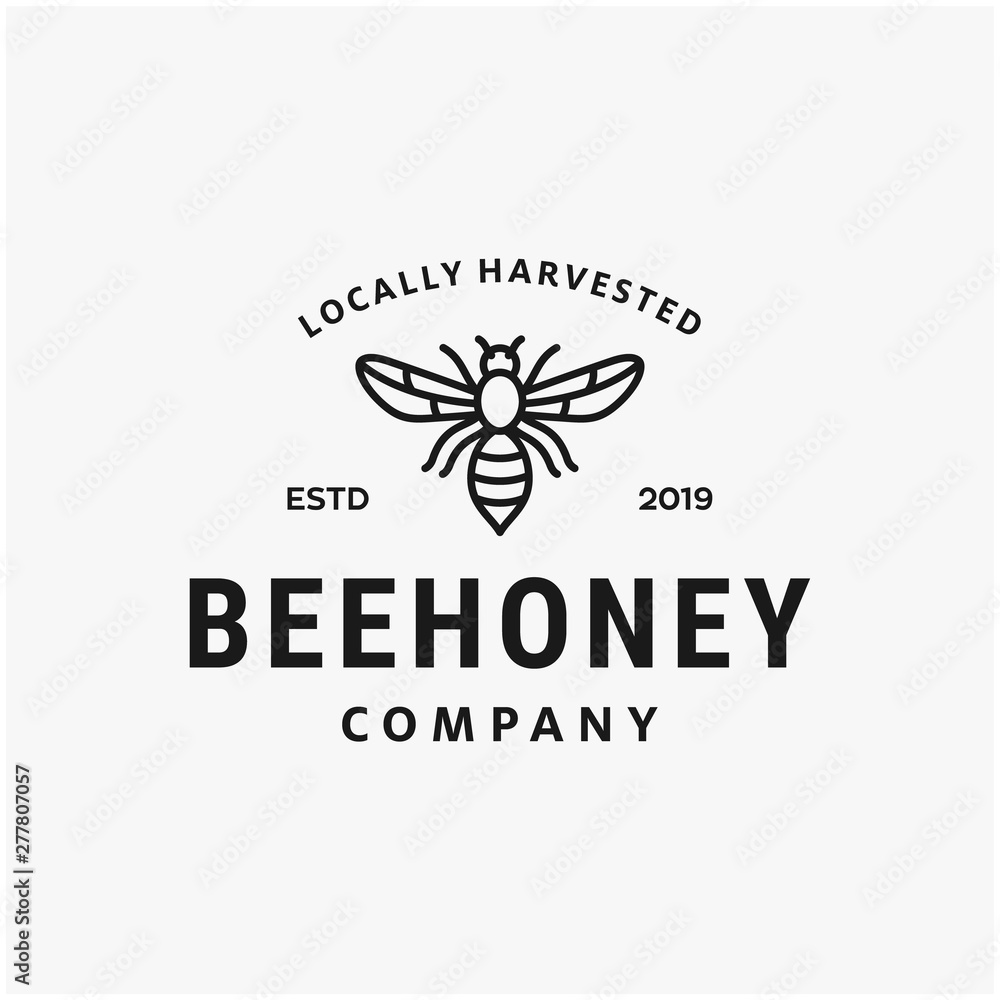 bee honey vector illustration logo design Stock Vector | Adobe Stock