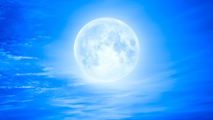 Poster - Night sky with blue moon in the clouds 