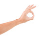 © aekkorn - Male asian hand gestures isolated over the white background.OK POSE.