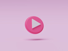 Play Button Isolated On Pastel Background. 3d Rendering