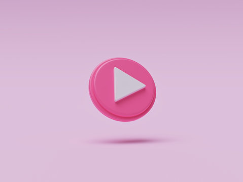 play button isolated on pastel background. 3d rendering