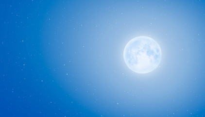Poster - Night sky with full moon in the clouds at sunset 