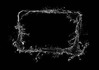 Poster - Water rectangle splash isolated on black background