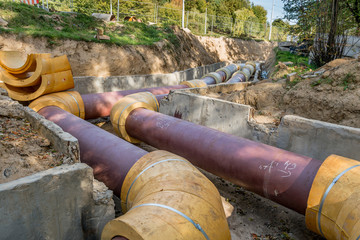 Underground pipe installation. Laying or replacement of underground pipes. Installation of underground pipes. Underground utility