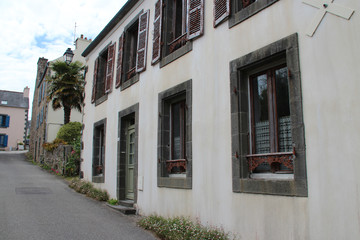 street and house in landévennec (brittany - france)