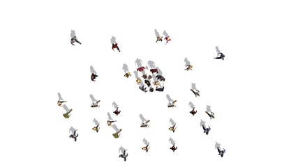 people - top view with shadow - isolated on white background