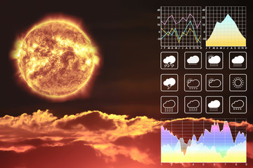 Wall Mural - dramatic atmosphere panorama view nature background of heatwave from the sun and clouds for scientif