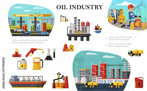 Flat Oil Industry Concept