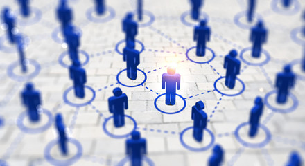 Poster - Abstract Social network concept, connecting human figures.