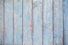 Old Blue Wooden Fence, Texture For Background