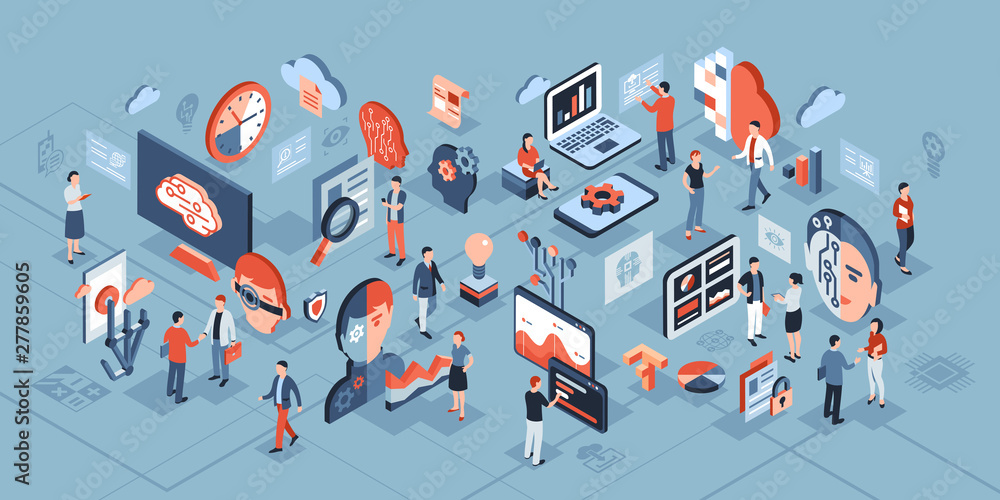 Artificial intelligence technology isometric icons Stock Vector | Adobe ...