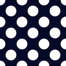 Navy Blue And White Seamless Polka Dot Pattern. Vector Modern Design Illustration