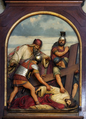 Poster - 9th Stations of the Cross, Jesus falls the third time, Basilica of the Sacred Heart of Jesus in Zagreb, Croatia 