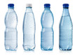 Collection of various cold bottles of water with drops