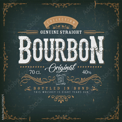 Fotografía Vintage Whisky Label For Bottle/ Illustration of a vintage design elegant whisky