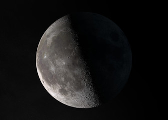 Leinwandbilder - View of an half moon in space with stars 3D rendering elements of this image furnished by NASA