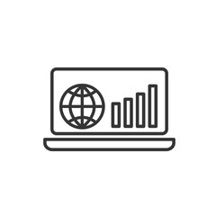 Leinwandbilder - Project dashboard linear icon template color editable. Dashboard in laptop symbol vector sign isolated on white background. Simple logo vector illustration for graphic and web design.