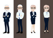 Cartoon character with business oldman and business oldwoman , teamwork concept design. Flat vector illustration.