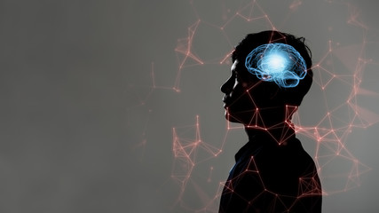 Human head and brain.Artificial Intelligence, AI Technology, thinking concept.