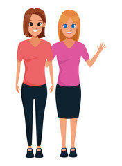 Sticker - Mother and adult daughter together cartoon