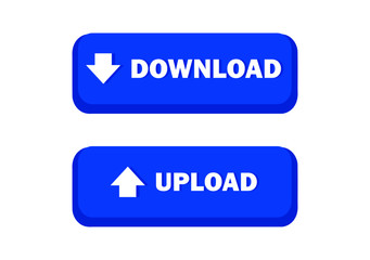 Wall Mural - blue button download and upload set for web. isolated vector.