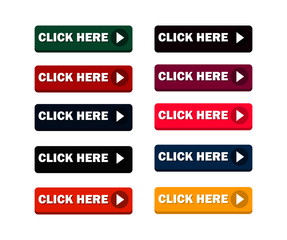 Wall Mural - click here button set - vector. icons web.