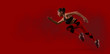 © Andrey Burmakin - Sporty woman running. Red background