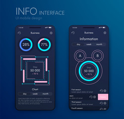 Vector graphics mobile infographics with three and two options. Template for creating mobile applications, workflow layout, diagram, banner, web design, business reports with 3 and 2 steps