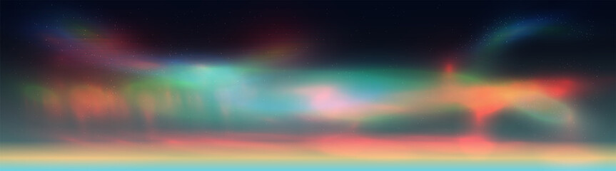 colorful northern lights aurora borealis in night sky. astronomy vector illustration for your design