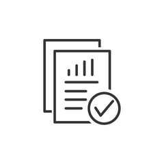 Leinwandbilder - Document like auditing. Scrutiny, annual verification, info. flat style quality sign or success proven symbol vector sign isolated on white background illustration for graphic and web design.