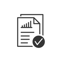Poster - Document like auditing. Scrutiny, annual verification, info. flat style quality sign or success proven symbol vector sign isolated on white background illustration for graphic and web design.