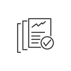 Leinwandbilder - Document like auditing. Scrutiny, annual verification, info. flat style quality sign or success proven symbol vector sign isolated on white background illustration for graphic and web design.