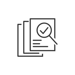 Leinwandbilder - Document like auditing. Scrutiny, annual verification, info. flat style quality sign or success proven symbol vector sign isolated on white background illustration for graphic and web design.