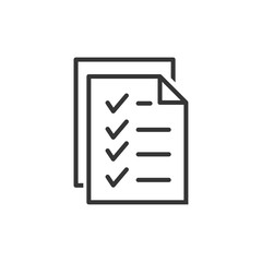 Aufkleber - Document like auditing. Scrutiny, annual verification, info. flat style quality sign or success proven symbol vector sign isolated on white background illustration for graphic and web design.