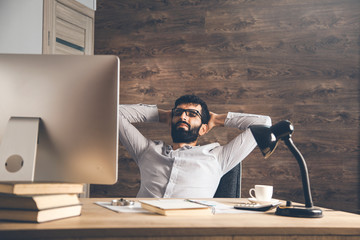 Sticker - sad man hand in head in office