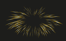 Gold Fireworks Drawn By Lines.